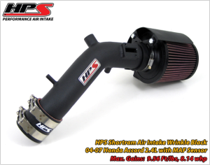 HPS - 2003-2007 Honda Accord 2.4L (w/MAF Sensor) HPS Shortram Air Intake (Wrinkle Black)