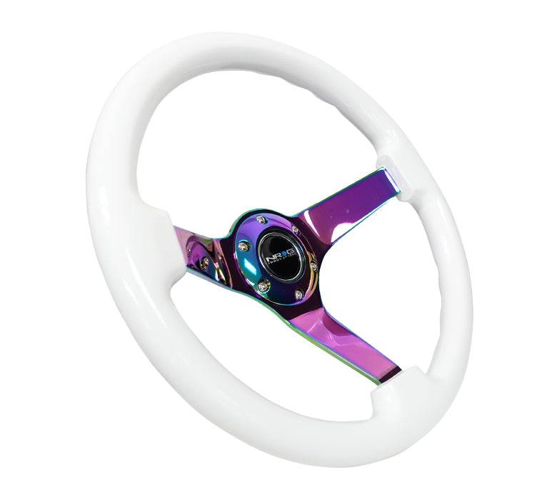 Nrg Innovations Steering Wheel 350mm 3in Deep Classic White W 4mm
