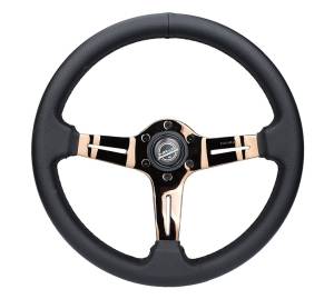 NRG Innovations - NRG Innovations Light Weight Gaming Steering Wheel: Splitz- Rose Gold spoke with slits