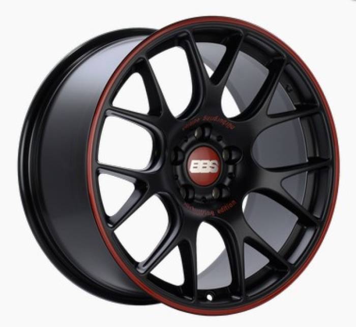 BBS - BBS CH-R Nurburgring Edition 19x8.5 5x112 ET48 PFS Black/Red Wheel - 82mm PFS/Clip Required CH127NE