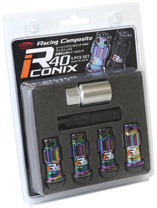 Project Kics - Project Kics 12X1.25 R40 Iconix Neochrome Lug Nut Lock Set - 4 WYIF43NK