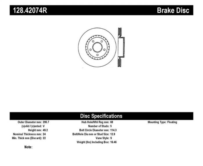 StopTech - CROSS DRILLED ROTOR 128.42074R