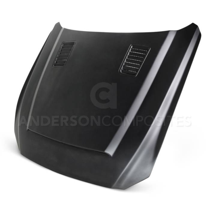 Anderson Composites - Anderson Composites 2015-2017 Ford Mustang Super Snake Style Hood Fiberglass AC-HD15FDMU-SN-GF