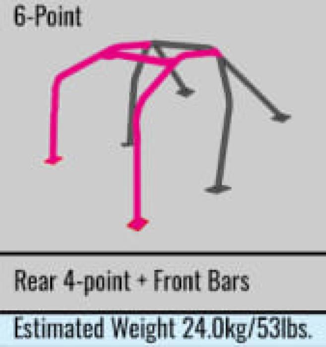 Cusco - Cusco SFTY21 2-Passenger 6-Point BLK Dash-THROUGH Roll Cage Subaru WRX GDA 01-07 (S/O/No Cancel) 666 290 E20