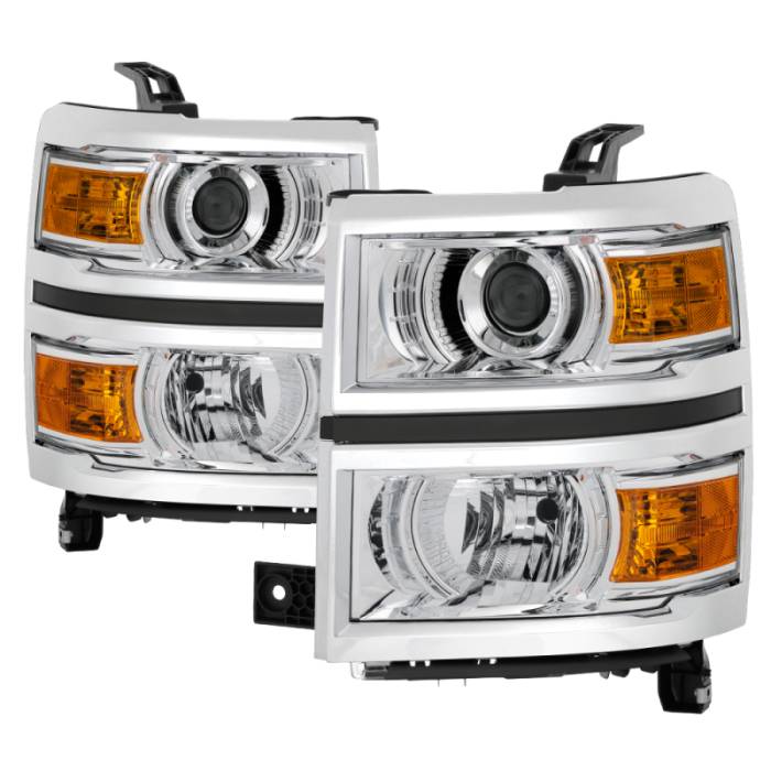 SPYDER - xTune Chevy Silverado 1500 14-15 Halogen Projector Headlight Chrome - HD-JH-CS14-PJ-C 9040122