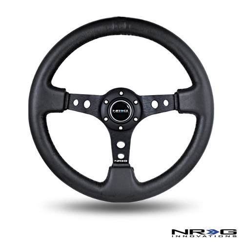 NRG Innovations - NRG Innovations 350mm Sport Steering Wheel (3" Deep) - Black Leather