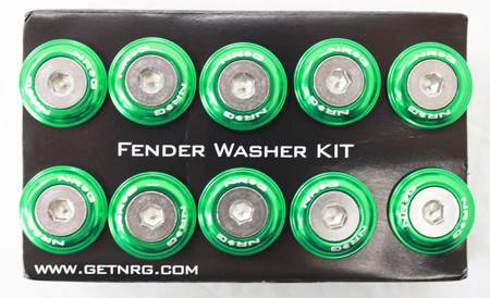 NRG Innovations - NRG Innovations Fender Washer Kit w/ Rivets For Metal - Green