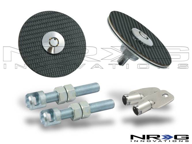 NRG Innovations - NRG Innovations Black Carbon Fiber Overlay Hood Pins with Lock