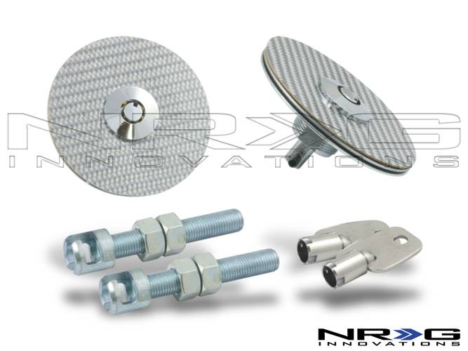 NRG Innovations - NRG Innovations Silver Carbon Fiber Overlay Hood Pins with Lock