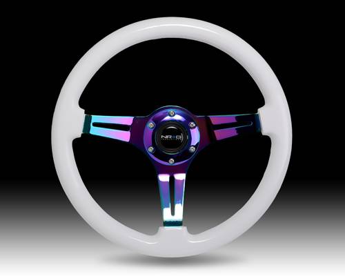 NRG Innovations - NRG Innovations Classic Wood Grain Wheel, 350mm, White colored wood, 3 spoke center in Neochrome