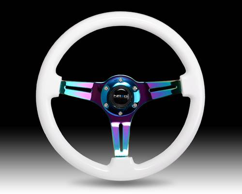 NRG Innovations - NRG Innovations Classic Luminor White Wood Grain Wheel, 350mm, 3 spoke center in Neochrome