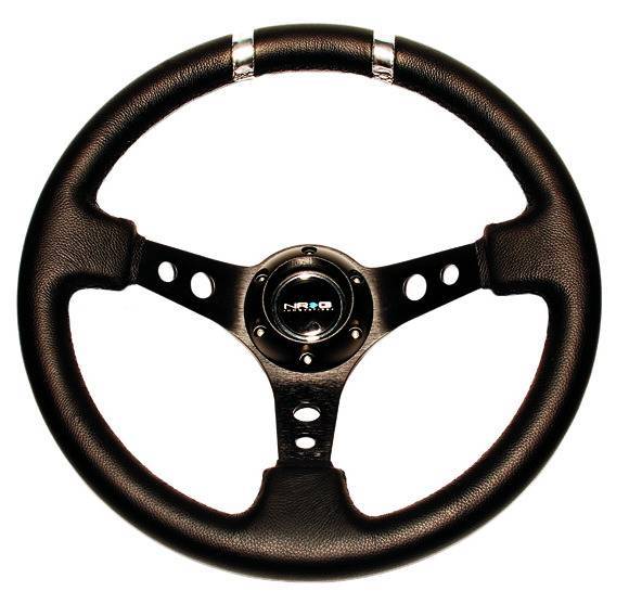NRG Innovations - NRG Innovations Limited Edition 350mm Sport Steering Wheel (3" Deep) Black w/Double Silver Markings