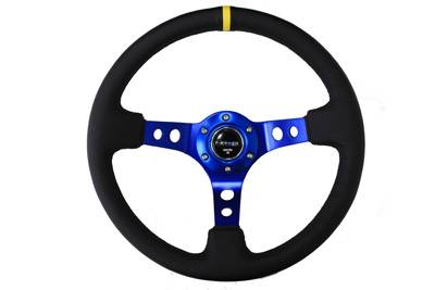NRG Innovations - NRG Innovations 350mm Sport Steering Wheel (3" Deep) - Blue w/Yellow Marking