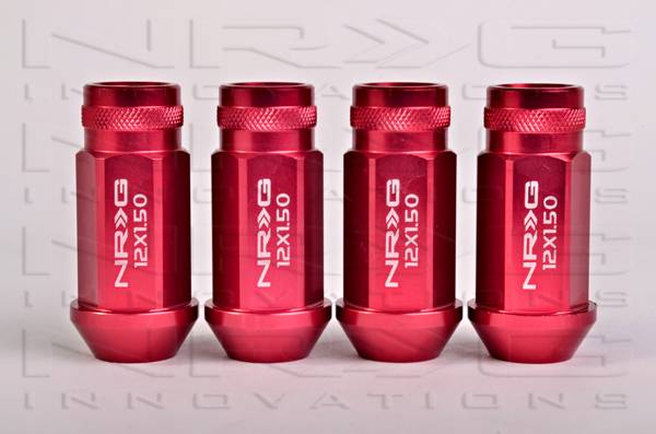 NRG Innovations - NRG Innovations 800 Series Open Ended Lug Nut Set 4 pcs M12 x 1.5 - Red