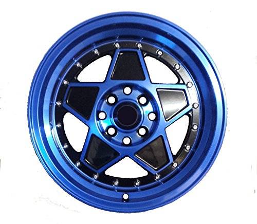 Tracklite - Traklite F-Forty 15X8.25 4X100/114 ET20 Black Inserts/Blue Accents