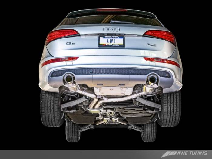 AWE Tuning - AWE Tuning Audi 8R Q5 3.2L Non-Resonated Exhaust System (Downpipe-Back) - Diamond Black Tips 3020-33022