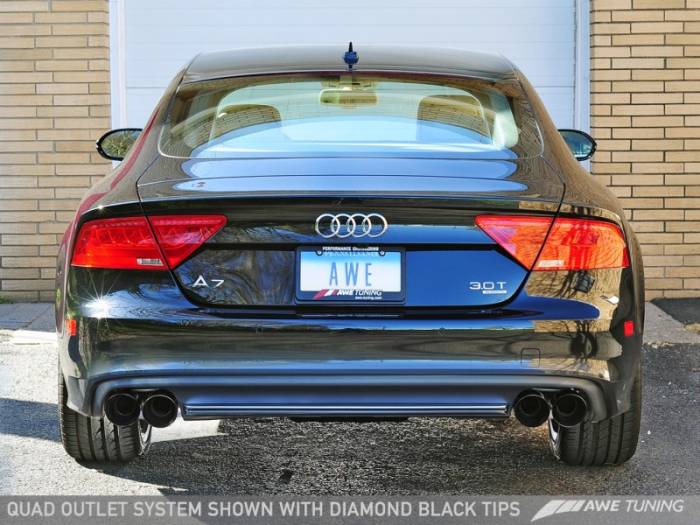 AWE Tuning - AWE Tuning Audi C7 A7 3.0T Touring Edition Exhaust - Quad Outlet Diamond Black Tips 3015-43078