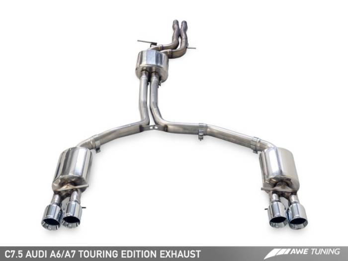 AWE Tuning - AWE Tuning Audi C7.5 A6 3.0T Touring Edition Exhaust - Quad Outlet Diamond Black Tips 3015-43076