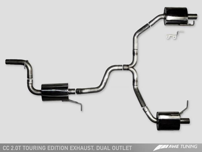 AWE Tuning - AWE Tuning VW CC Touring Edition Exhaust Dual Outlet - Diamond Black Tips 3010-33022
