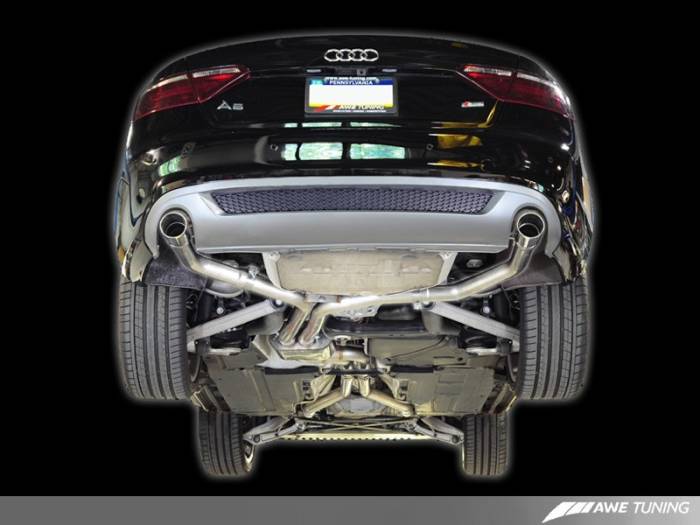AWE Tuning - AWE Tuning Audi B8 A5 3.2L Track Edition Exhaust System - Dual 3.5in Diamond Black Tips 3020-33020