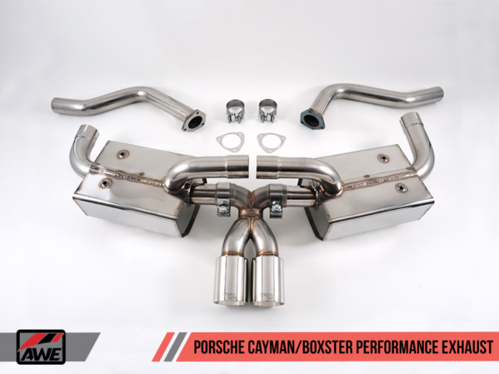 AWE Tuning - AWE Tuning Optional Porsche 987 Cayman/S Boxster/S Muffler Tip Set - Polished Silver 3010-22014