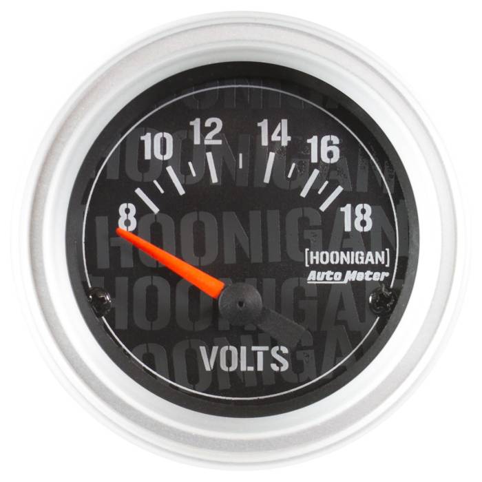 Auto Meter - Auto Meter Hoonigan 2-1/16" (52mm) 18 Volt Full Electronic Voltage Gauge