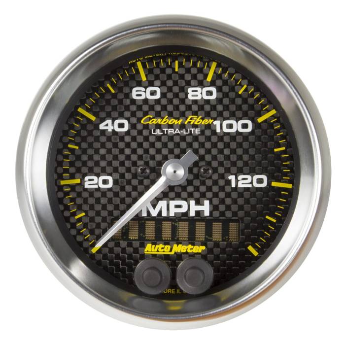 Auto Meter - Auto Meter Carbon Fiber 3-3/8in (85.7mm) 140 MPH In-Dash Full Sweep GPS Speedometer