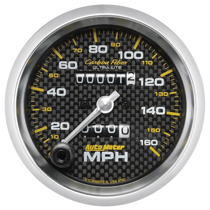 Auto Meter - Auto Meter Carbon Fiber 3-3/8in (85.7mm) 0-160MPH Mechanical Speedometer