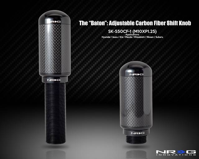 NRG Innovations - NRG Innovations Collector Series Carbon Fiber "The Baton" Style Adjustable Shift Knob - M10 x 1.50