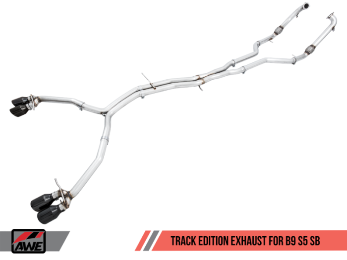 AWE Tuning - AWE Tuning Audi B9 S5 Sportback Track Edition Exhaust - Non-Resonated (Black 90mm Tips) 3010-43060