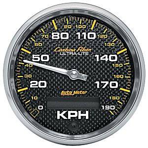 Auto Meter - Auto Meter Carbon Fiber 3 3/8" In-Dash Speedometer - 190 KPH