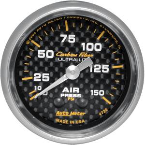 Auto Meter - Auto Meter Auto Meter Carbon Fiber 2 1/16" Mechanical Air Pressure - 0-150 PSI -