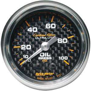 Auto Meter - Auto Meter Auto Meter Carbon Fiber 2 1/16" Mechanical Oil Pressure - 0 - 100 PSI -
