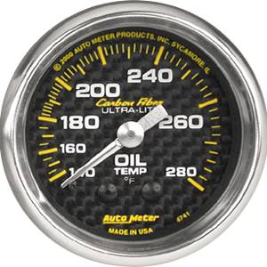 Auto Meter - Auto Meter Auto Meter Carbon Fiber 2 1/16" Mechanical Oil Temperature - 140 - 280 deg. F -