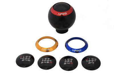 NRG Innovations - NRG Innovations Ball Type Black Shift Knob - 4 Interchangeable Rings - Universal