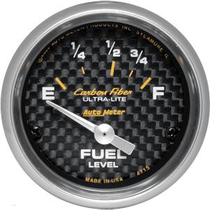 Auto Meter - Auto Meter Auto Meter Carbon Fiber 2 1/16" Short Sweep Electric Fuel Level - 73ohms Empty / 10ohms Full -
