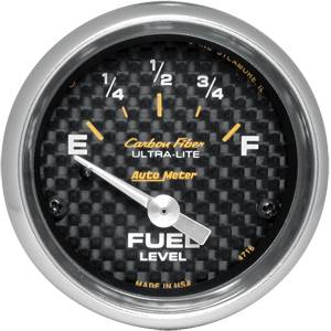 Auto Meter - Auto Meter Auto Meter Carbon Fiber 2 1/16" Short Sweep Electric Fuel Level - 240ohms Empty/33ohms Full -