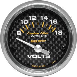 Auto Meter - Auto Meter Auto Meter Carbon Fiber 2 1/16" Short Sweep Electric Voltmeter - 8 - 18 Volts -