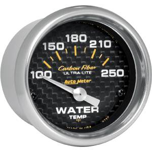 Auto Meter - Auto Meter Auto Meter Carbon Fiber 2 1/16" Short Sweep Electric Water Temperature - 100 - 250 deg. F -