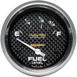 Auto Meter - Auto Meter Carbon Fiber 2 5/8- Short Sweep Electric Fuel Level - 73ohms Empty / 10ohms Full