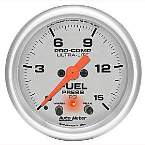 Auto Meter - Auto Meter Ultra-Lite 2 1/16- Full Sweep Electric Fuel Pressure w/ Peak Memory and Warning - 0-15 PSI