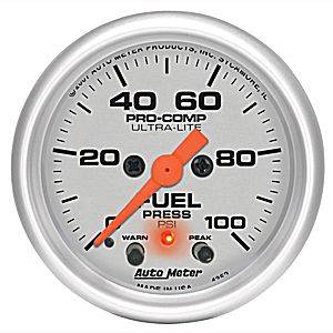 Auto Meter - Auto Meter Ultra-Lite 2 1/16- Full Sweep Electric Fuel Pressure w/ Peak Memory and Warning - 0-100 PSI