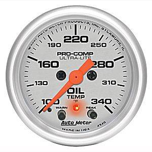Auto Meter - Auto Meter Ultra-Lite 2 1/16- Full Sweep Electric Oil Temperature w/ Peak Memory and Warning - 100-340+//0Aug-F