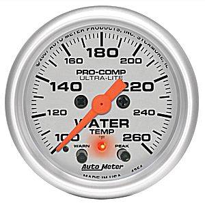 Auto Meter - Auto Meter Ultra-Lite 2 1/16- Full Sweep Electric Water Temperature w/ Peak Memory and Warning - 100 - 260+//0Aug-F