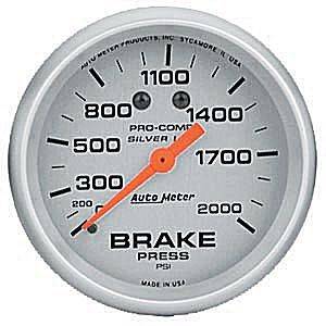 Auto Meter - Auto Meter Ultra-Lite 2 5/8- Liquid Filled Mechanical Brake Pressure - 0 - 2000 PSI