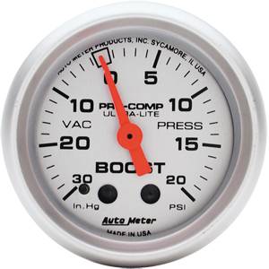 Auto Meter - Auto Meter Ultra-Lite 2 1/16- Mechanical Vacuum / Boost - 30 In. Hg/20 PSI