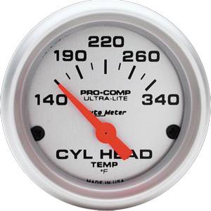 Auto Meter - Auto Meter Ultra-Lite 2 1/16 - Short Sweep Electric Cylinder Head Temperature - 140 - 340 deg. F
