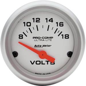 Auto Meter - Auto Meter Ultra-Lite 2 1/16 - Short Sweep Electric Voltmeter - 8-18 Volts