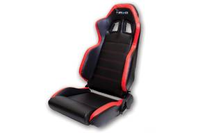 NRG Innovations - NRG Innovations Reclinable Bucket PVC Sport Seat - Black w/ Red Stitch/Side Contrast w/ Logo
