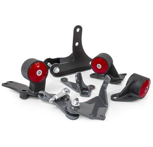 Innovative Mounts - 1988-1991 Honda Civic and CRX Innovative Conversion Engine Mount Kit, Steel (D-Series 1992+/Manual/Hydro/Cable 2 Hydro) - 95A DK RED (Black)